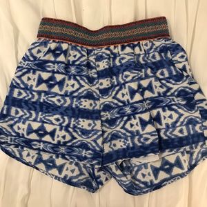 Blue and White Shorts with Colorful Waist Band